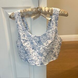 Floral Blue and White Women's Top